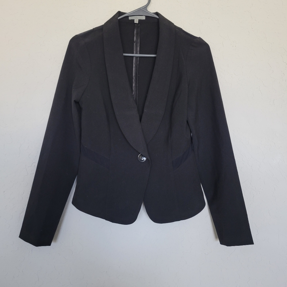 Black blazer one button closure see-through paneling small Charlotte russe